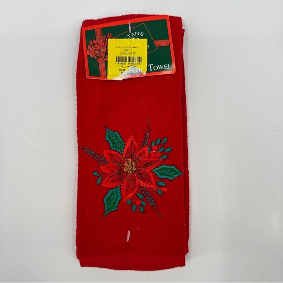 Vintage Sultan's Linens Fingertip Kitchen Bath Hand Towels Christmas Santa Red - Picture 3 of 9